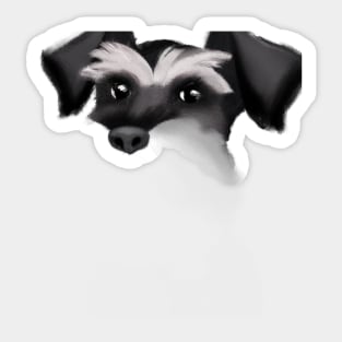 Cute Miniature Schnauzer Drawing Sticker